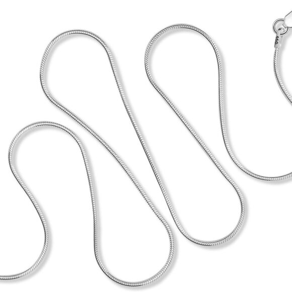 925 Sterling Silver 1MM Round Snake Chain Necklace for Women – Italian Silver Ne - Picture 1 of 7